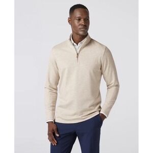 NWOT MIZZEN + MAIN Mens SZ M PULLOVER QUARTER ZIP BIEGE/TAN PERFORMANCE GOLF